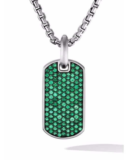David Yurman Multicolor Sterling Silver Emerald Necklace for men