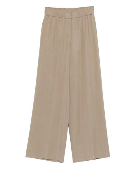 Peserico Natural Elastic-Waist Wide-Leg Trousers