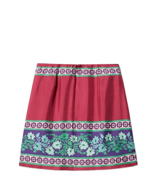 LaDoubleJ Red Foulard Floral Mini Skirt