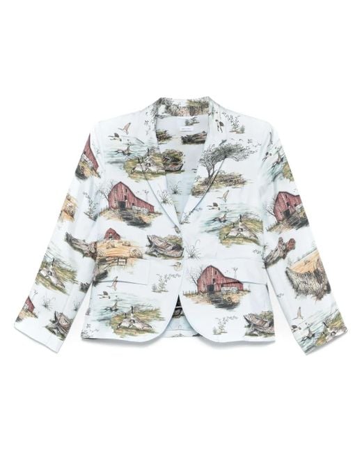 Thom Browne White All-Over Print Blazer