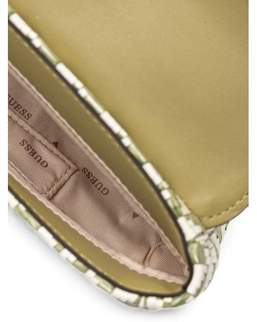 Guess White Tessi Woven-Effect Logo-Plaque Shoulder Bag