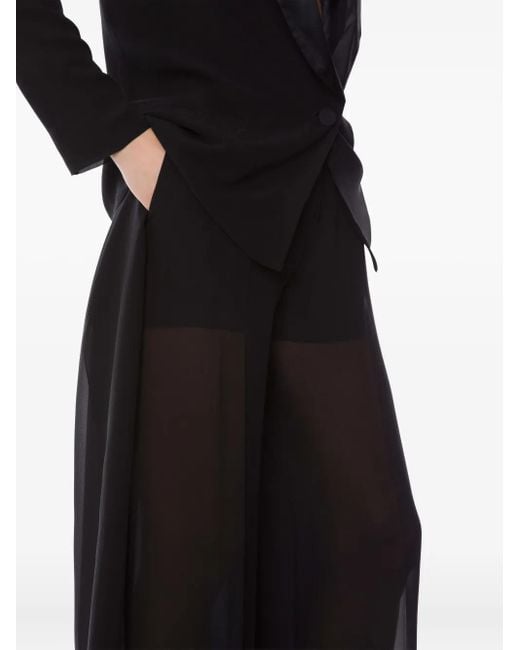 Alberta Ferretti Black Semi-Sheer Trousers