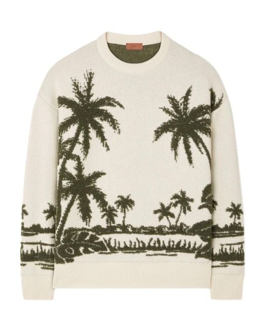 Alanui Green Palm-Tree Intarsia Sweater for men