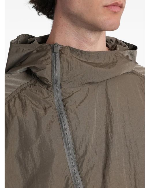 Attachment Brown Asymmetric-Zip Hooded Jacket for men