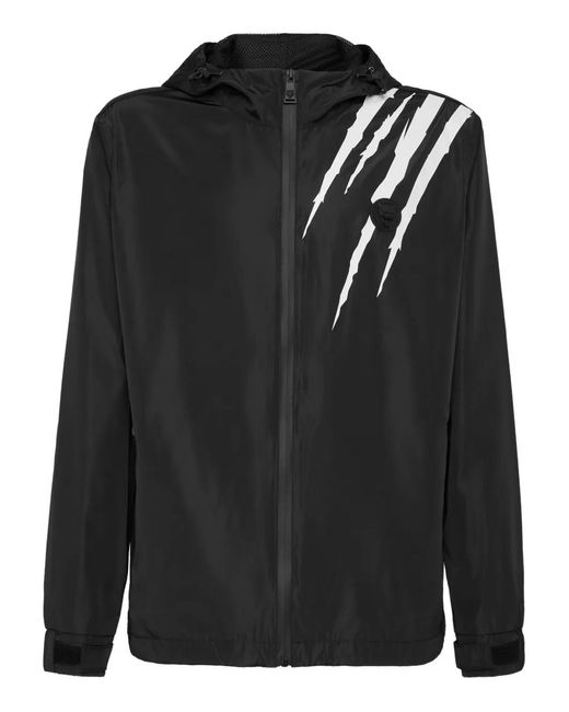 Philipp Plein Black Nylon Jacket Scratch for men