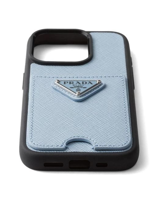 Prada Blue Triangle-Logo Iphone 15 Pro Case