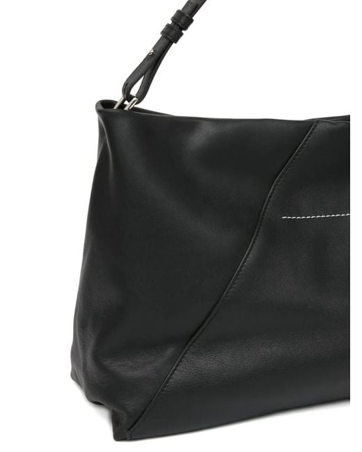 MM6 by Maison Margiela Black Folded Leather Clutch Bag