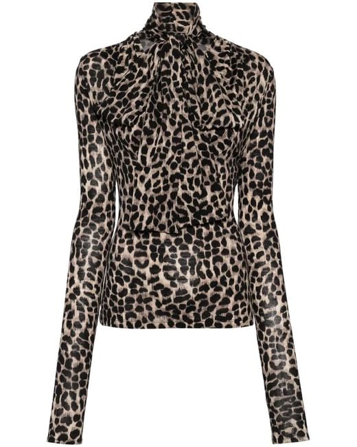 Blumarine Black Animalier-Print Blouse