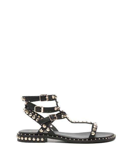 Ash White Stud-Embellished Leather Sandals