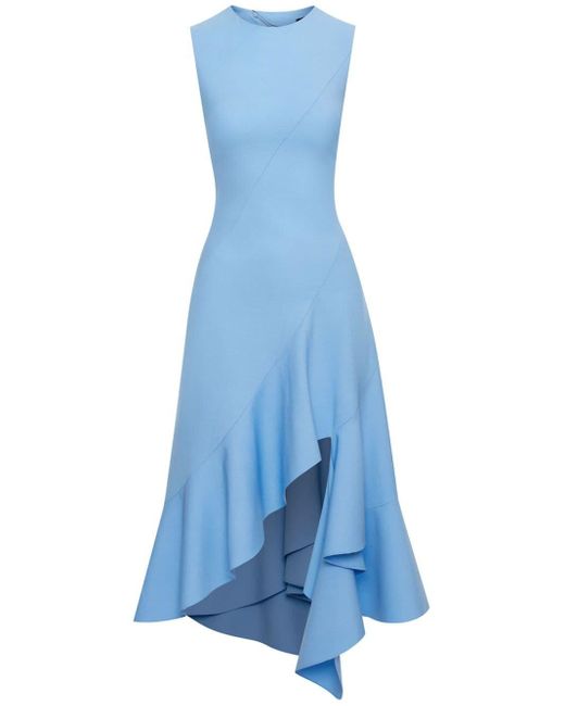 Oscar de la Renta Blue Asymmetric-hem Midi Dress