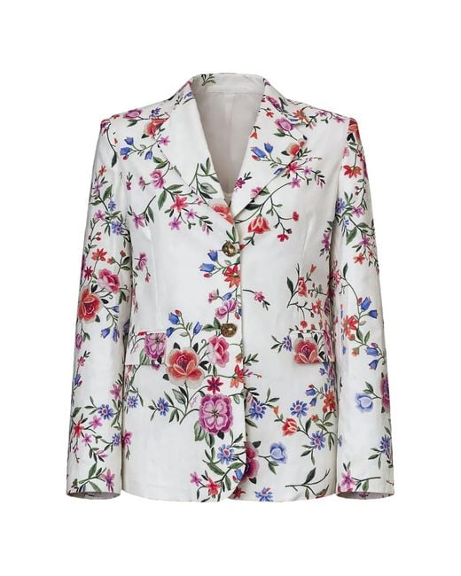 Liu Jo White Floral Button Blazer