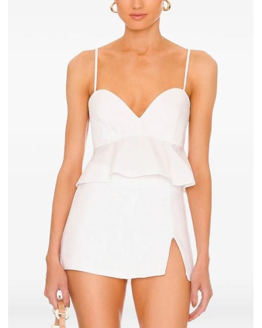 Matthew Bruch White Sweet Heart Peplum Top