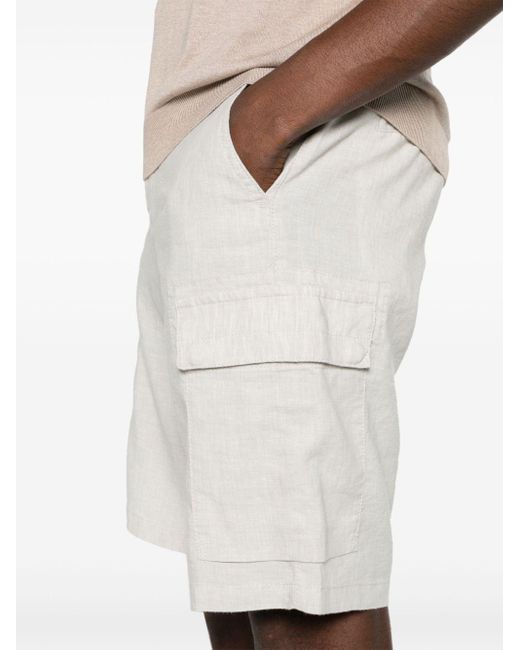 Boss White Linen-blend Cargo Shorts for men