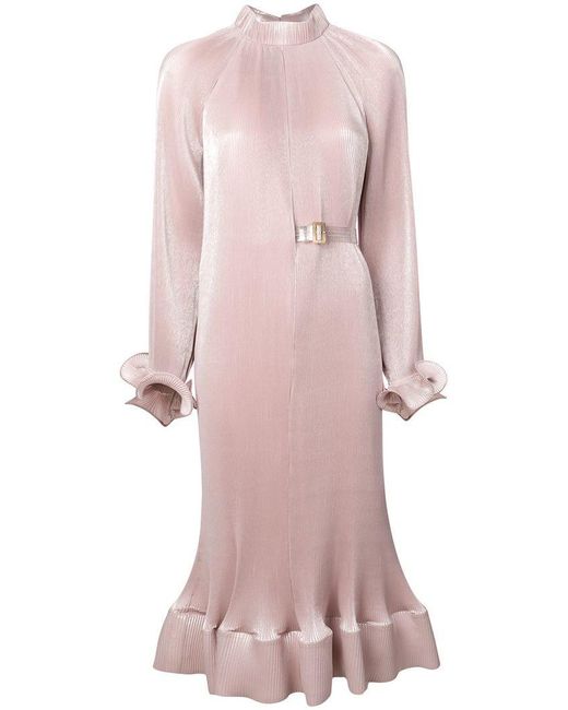 Tibi Pink Micro Pleated Midi Dress