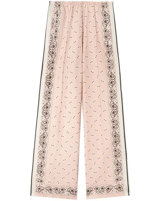 Palm Angels Pink Paisley-Print Wide-Leg Trousers