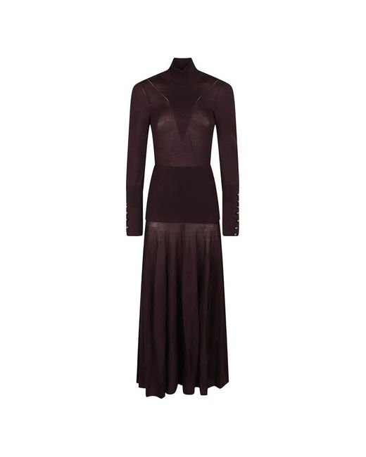 Rabanne Purple Button-Cuff Knitted Midi Dress