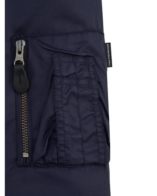 Gosha Rubchinskiy Blue Padded Hooded Bomber Jacket