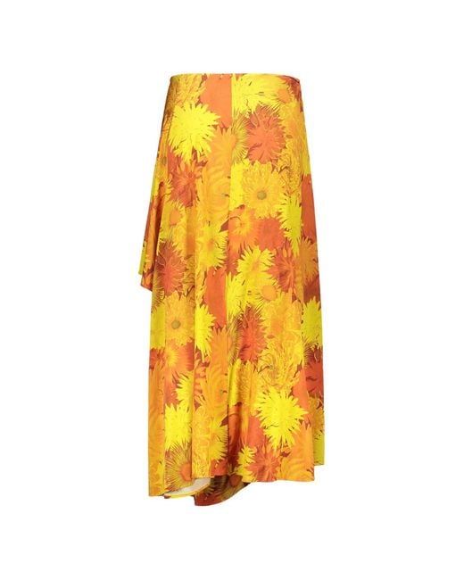 Ellery Yellow Floral-Print Asymmetric Skirt