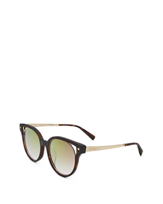 ESCADA Metallic Tortoiseshell-Effect Round-Frame Sunglasses