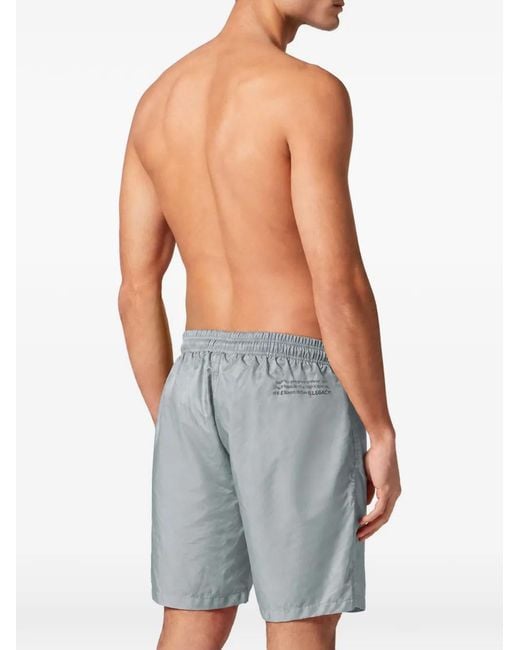 Philipp Plein Gray Logo-Patch Drawstring Swim Shorts for men