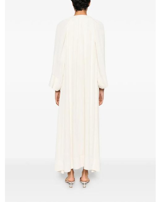 By Malene Birger White Coptis Button-Up Gathered Maxi Dress