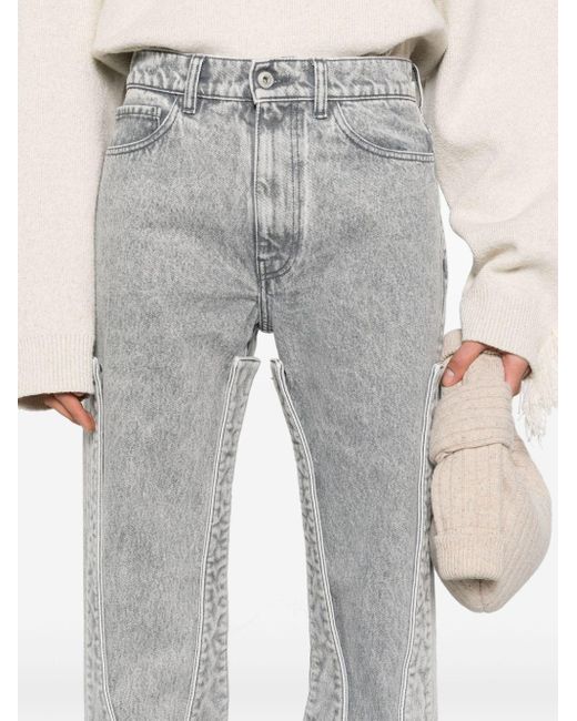 Y. Project Straight Jeans Met Drukknoop in het Gray