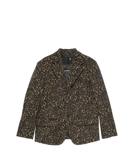 R13 Brown Leopard-Print Buttoned Blazer
