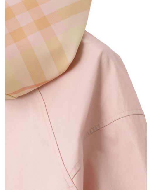 Burberry Pink Vintage Check Hood Gabardine Coat