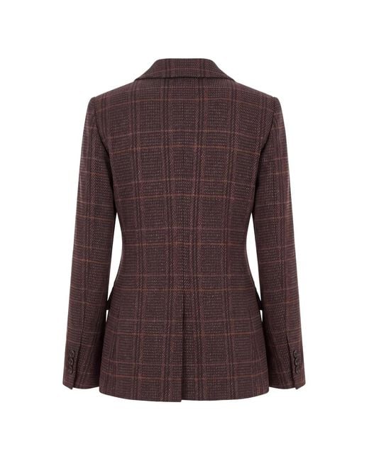 Max Mara Brown Abate Check-Pattern Single-Breasted Blazer