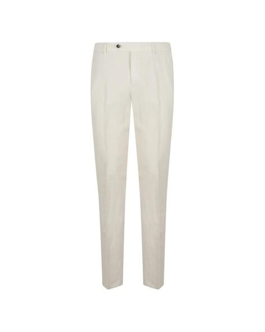 PT Torino White Style Pressed-Crease Elasticated-Waistband Trousers for men