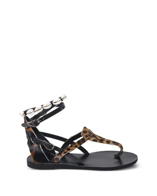 Ancient Greek Sandals White Eudora Shell-Embellished Sandals