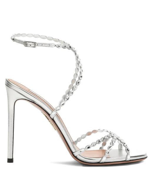 Aquazzura White 85Mm Love Struck Crystal-Embellished Sandals