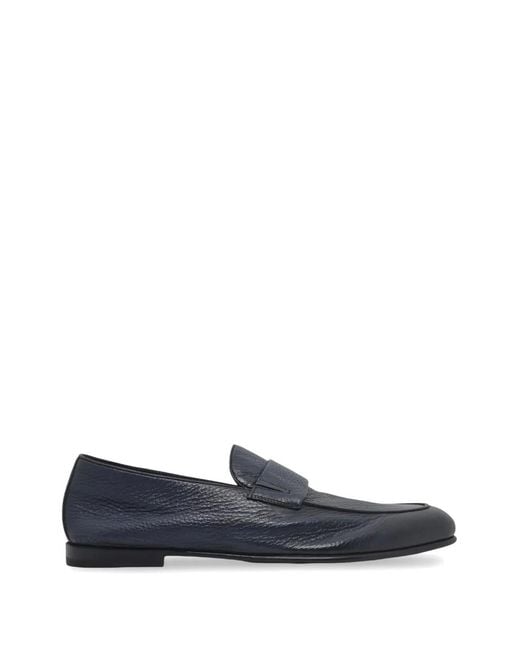 Neil Barrett Blue Mocassins En Cuir Grainé for men