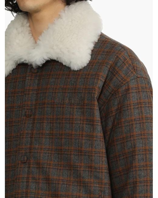 we11done Brown Check-Print Jacket for men