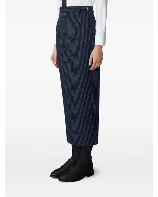 Thom Browne Blue Pinstripe High-Waist Skirt