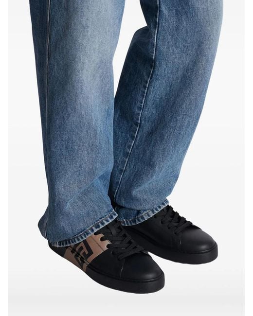 Balmain Black B-Court Logo-Detail Calfskin Sneakers for men
