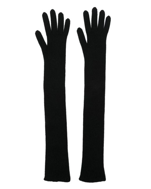 Moncler Black Long Virgin Wool Gloves