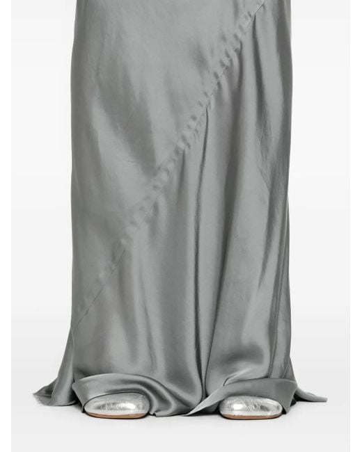 Rick Owens Gray Ribbed-Waistband Draped Skirt