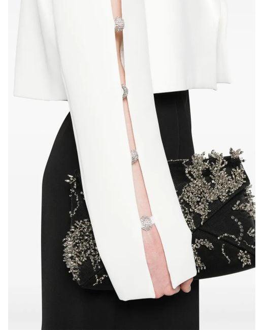 Blazer corto con detalles de cristal Nissa de color White