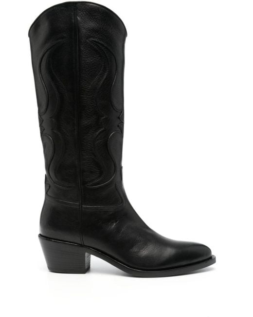 Sartore Black 55mm Leather Boots