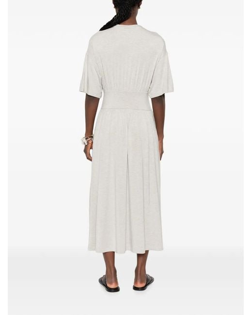 Totême  White Gathered-waist Midi Dress