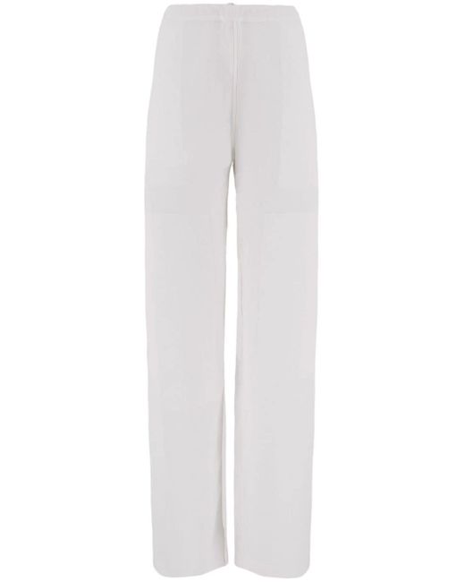 Ferragamo White Patch-Detail Linen-Blend Trousers