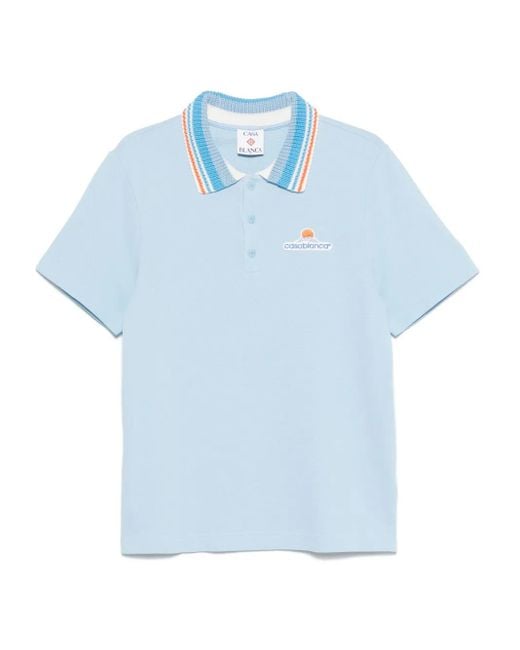 Casablanca Blue Organic-Cotton Polo Shirt for men