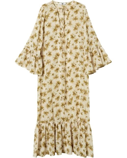 Vestido de georgette con palmeras estampadas Twinset de color Metallic