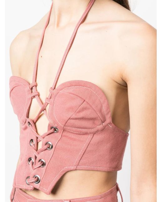 Julfer Pink Corset-Style Cotton Top