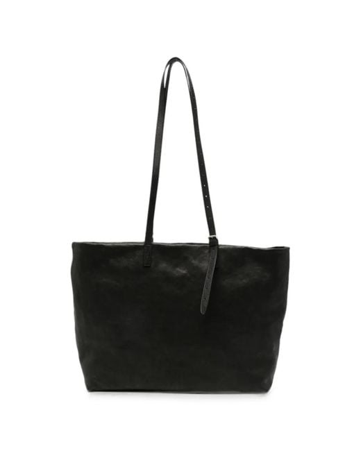 Ann Demeulemeester Black Distressed Leather Tote Bag