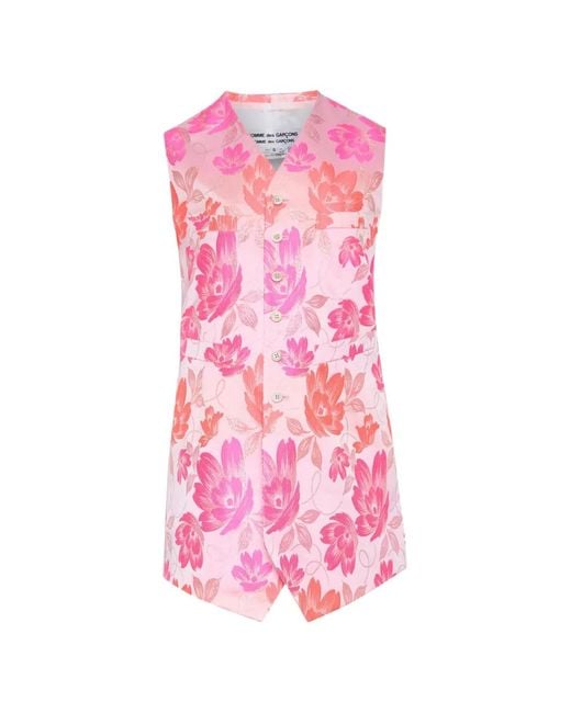 Comme des Garçons Pink Floral-Print Vest