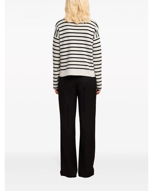 AMI White Gestreifter Polo-Pullover