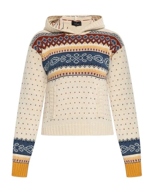 Etro White Patterned Hooded Sweater
