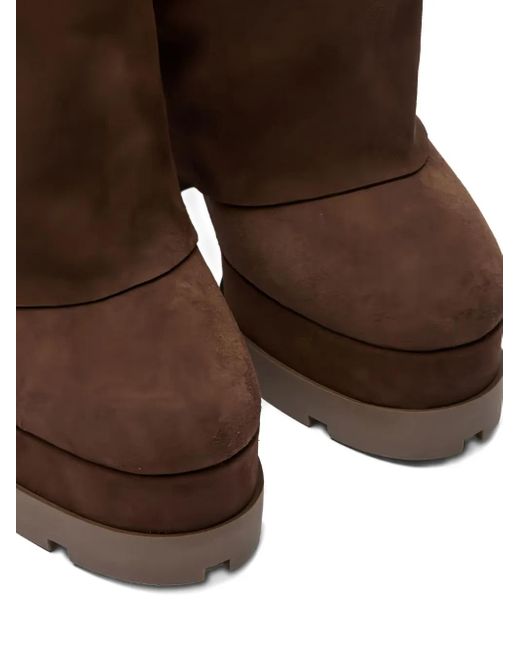 Casadei Brown Fold-Over Platform Boots